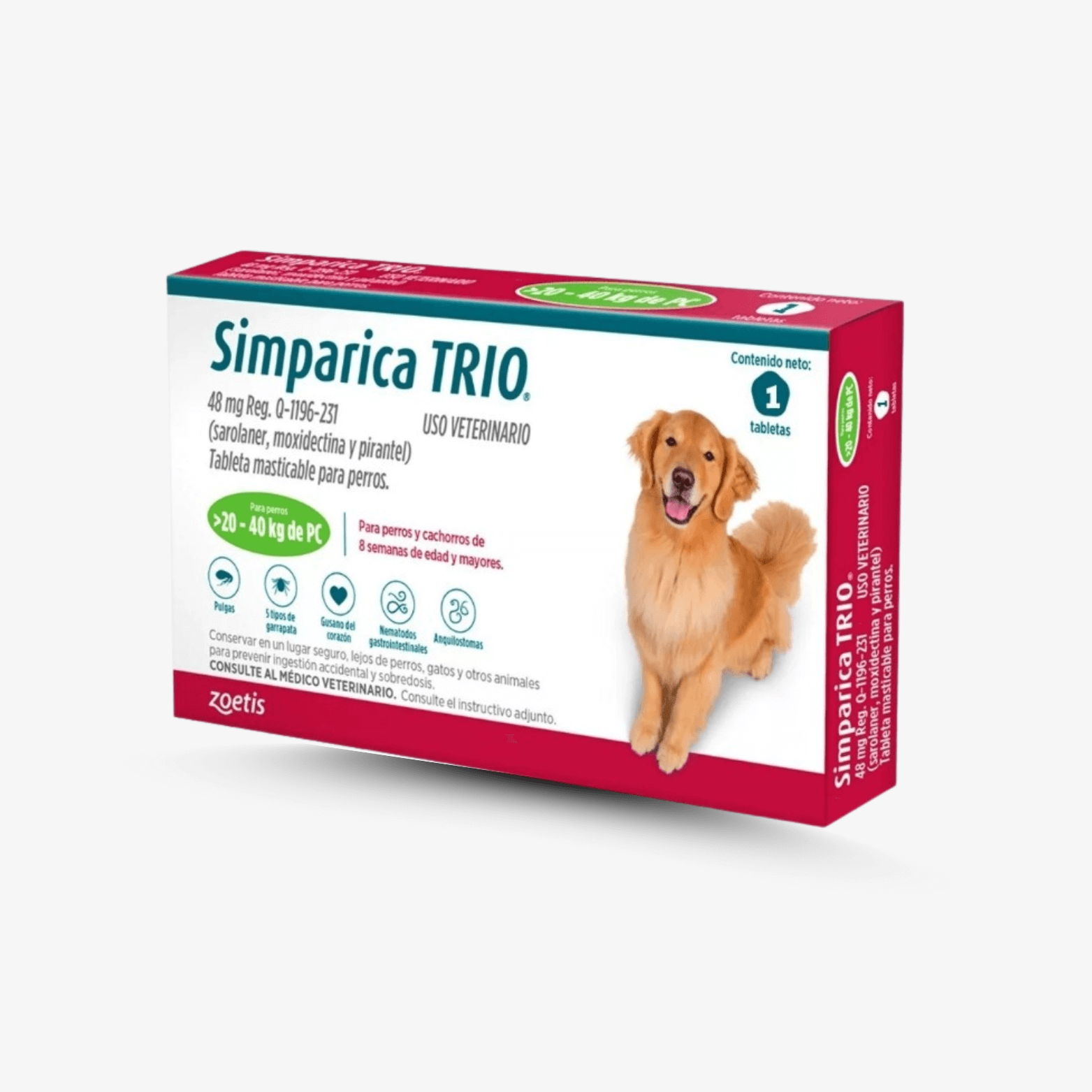Simparica Trio para Perros – 1 Tableta Masticable