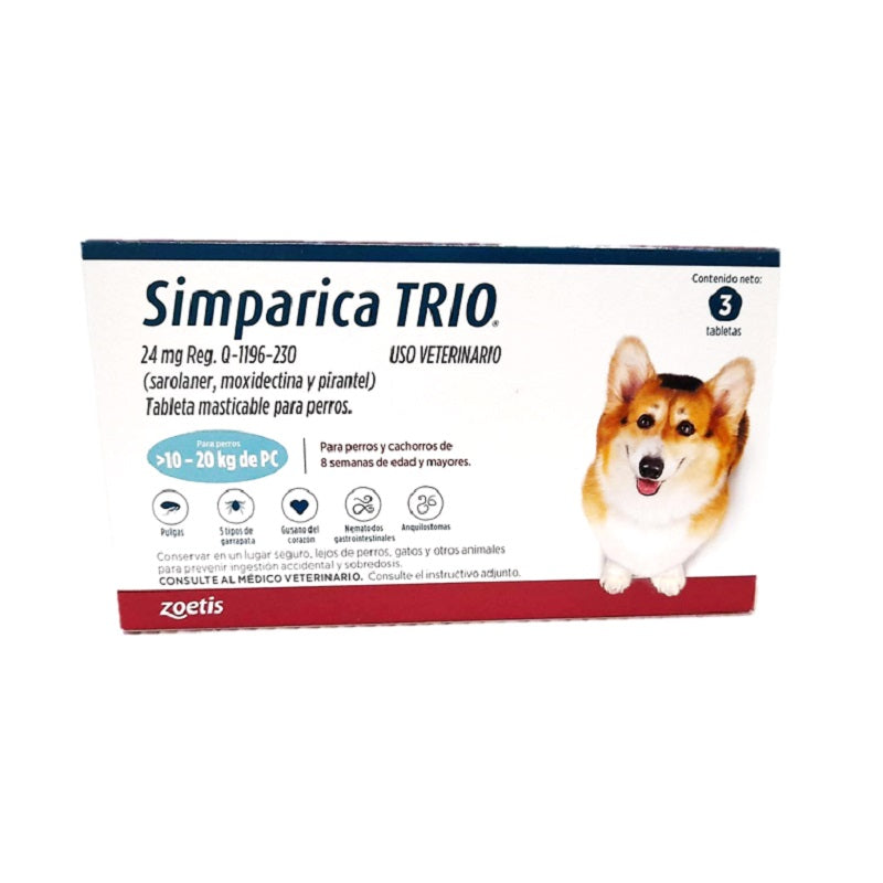 Simparica Trio para Perros – 3 Tabletas Masticables