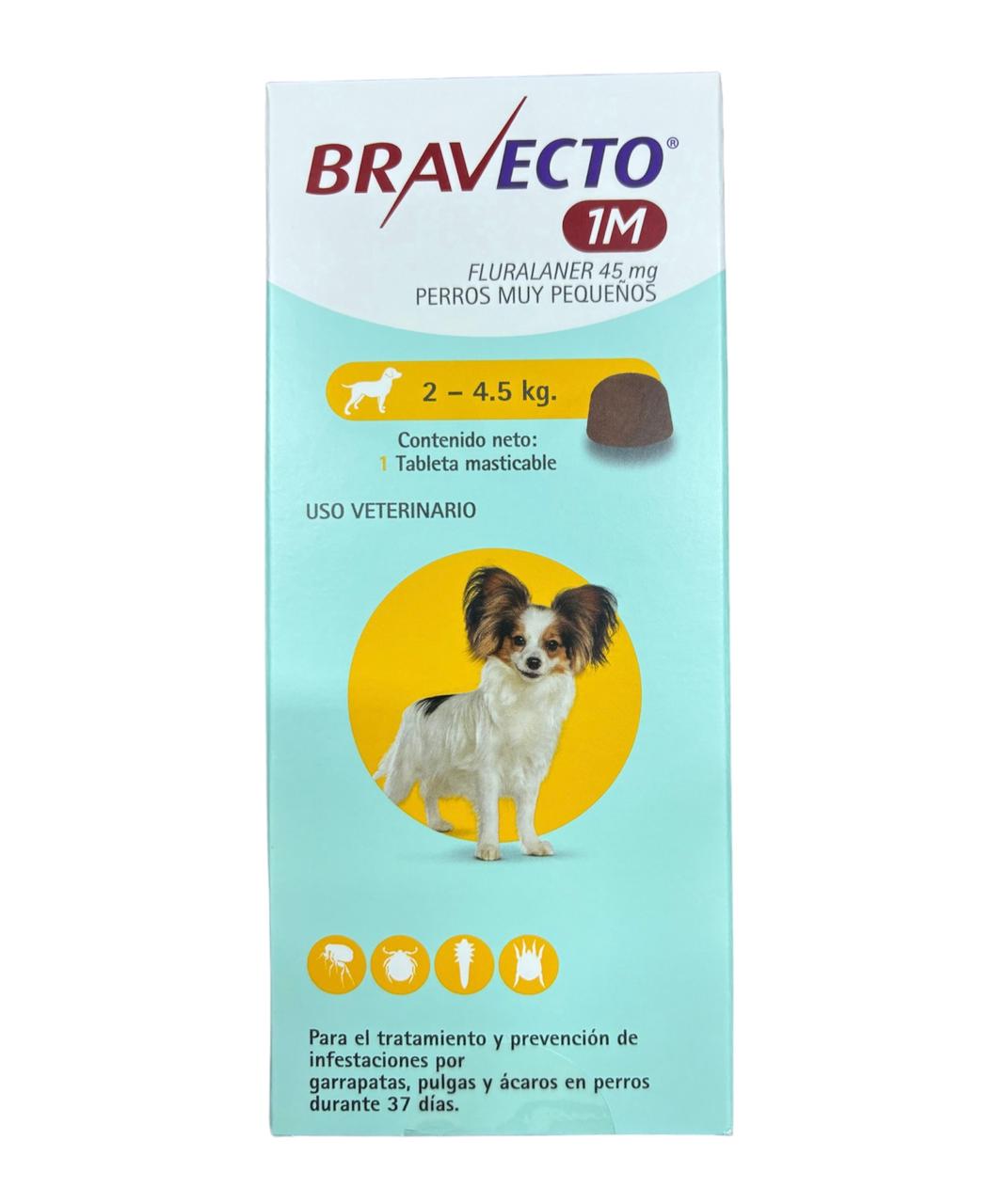 Bravecto 1M para Perros – Tableta Masticable de 1 Mes MSD
