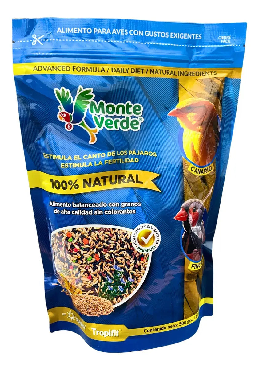 ALIMENTO IMPORTADO MONTE VERDE PARA CANARIOS FINCHES Y EXOTICOS 500g (by SUNNY-TROPIFIT)