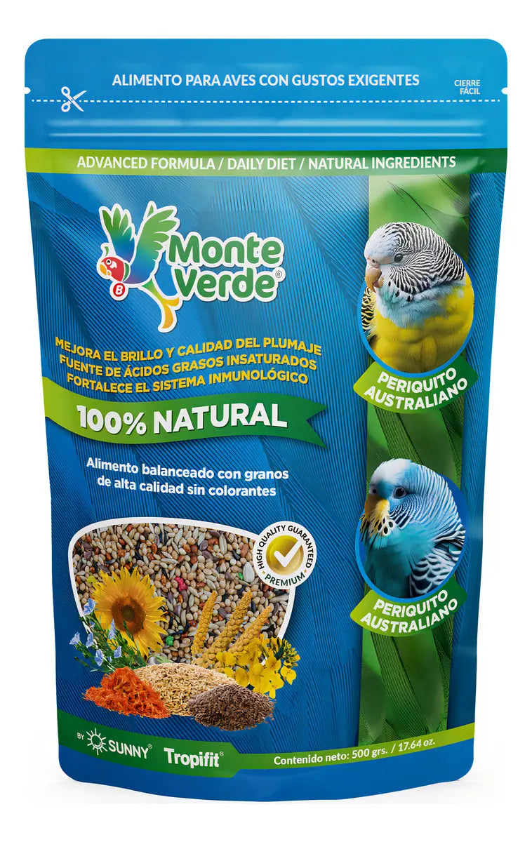 ALIMENTO IMPORTADO MONTE VERDE PARA PERIQUITOS AUSTRALIANOS 500g (by SUNNY-TROPIFIT)
