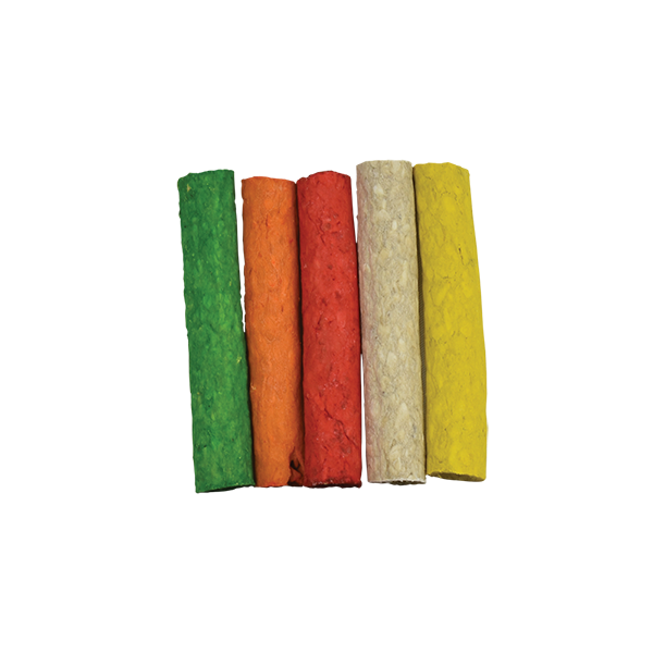 PALITOS HUECOS DE CARNAZA DE COLORES (125 X 22 MM) 5 PZ