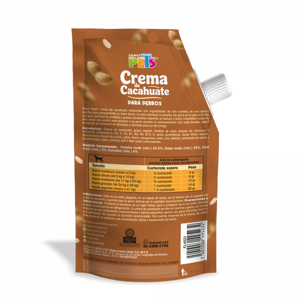 SUMINISTRO ALIM. CREMA DE CACAHUATE P/ PERROS 100G