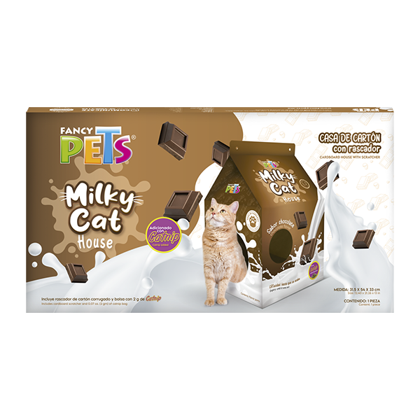 CASA DE CARTON CON RASCADOR P/GATO CHOCOLATE