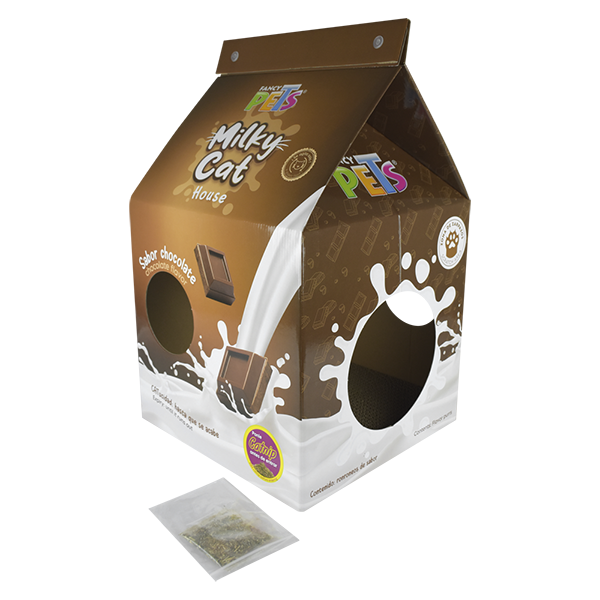 CASA DE CARTON CON RASCADOR P/GATO CHOCOLATE