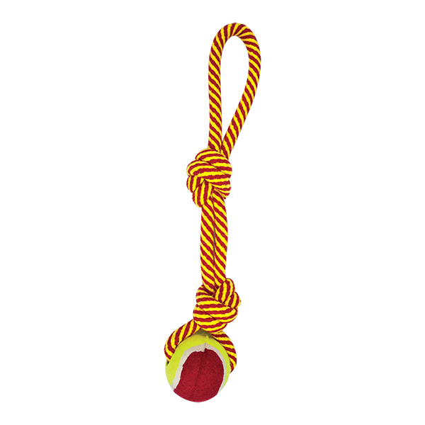 JALADERA DE CUERDA C/ 2 NUDOS Y PELOTA  35 CM