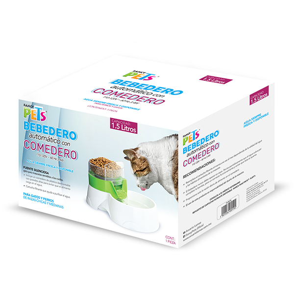BEBEDERO FUENTE DE AGUA C/COMEDERO 1.5 L