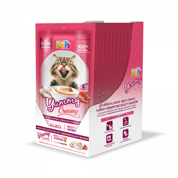 CAJA DISPLAY PREMIOS YUMMY CREAMY P/GATO - 12 PZAS