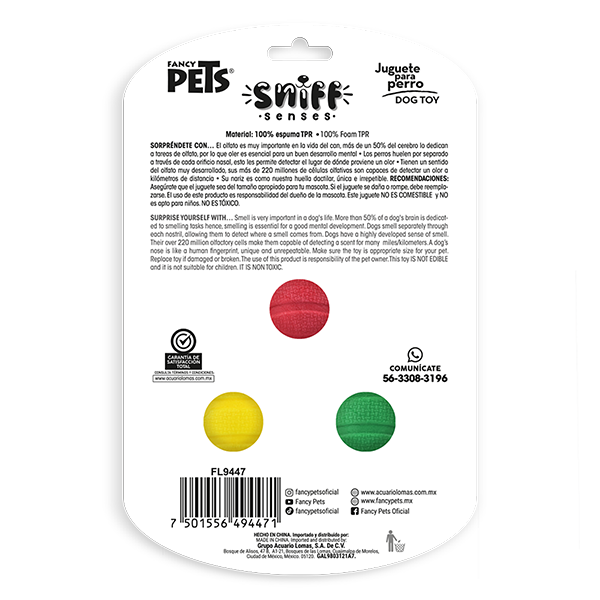 JUGUETE SET DE PELOTAS C/AROMA SNIFF 3 PIEZAS