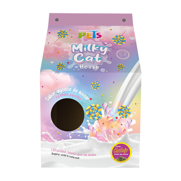 CASA DE CARTON CON RASCADOR P/GATO ALGODON DE AZUCAR