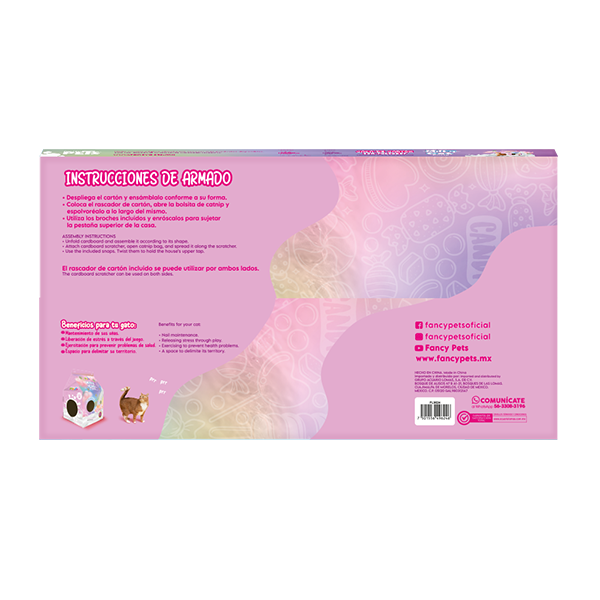 CASA DE CARTON CON RASCADOR P/GATO ALGODON DE AZUCAR